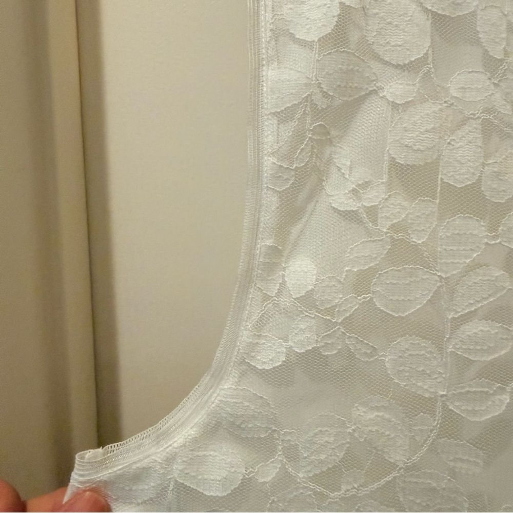 NWT White lace shift dress Bridal Shower Summer cottagecore minimal chic - Picture 7 of 9